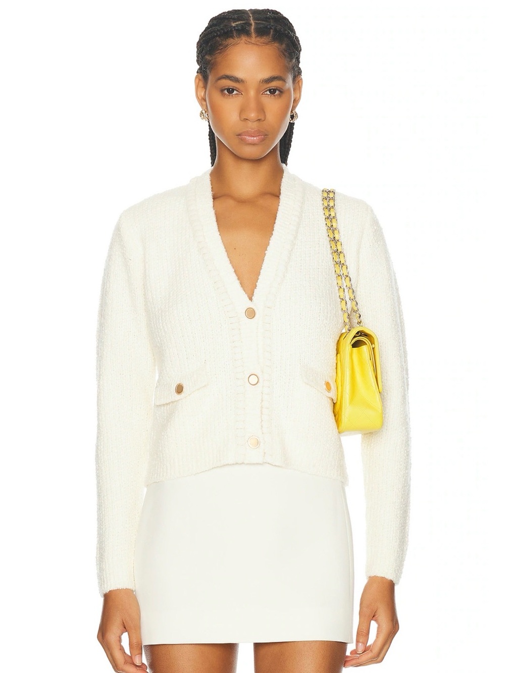 Frame Double pocket cropped wool Cardigan XS REVOLVE